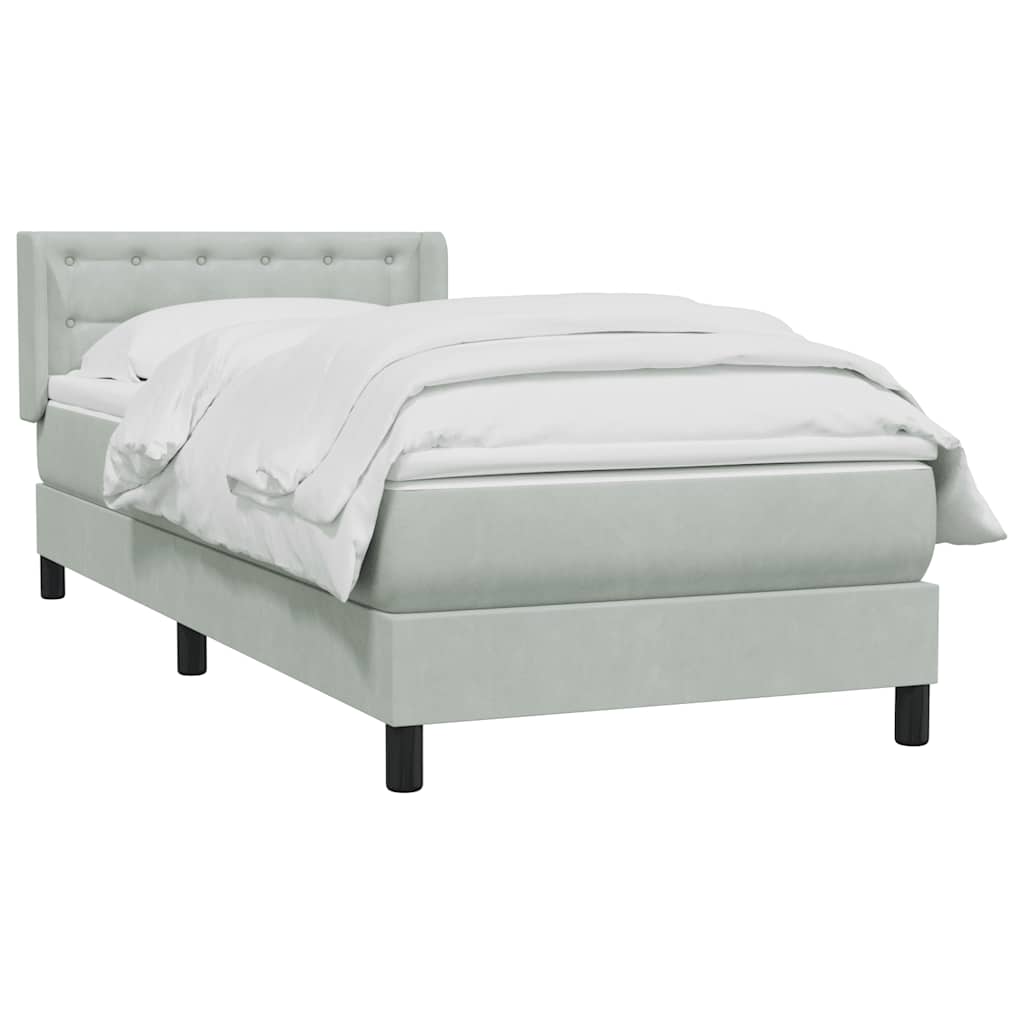 Boxspring met matras fluweel lichtgrijs 80x210 cm – afbeelding 3