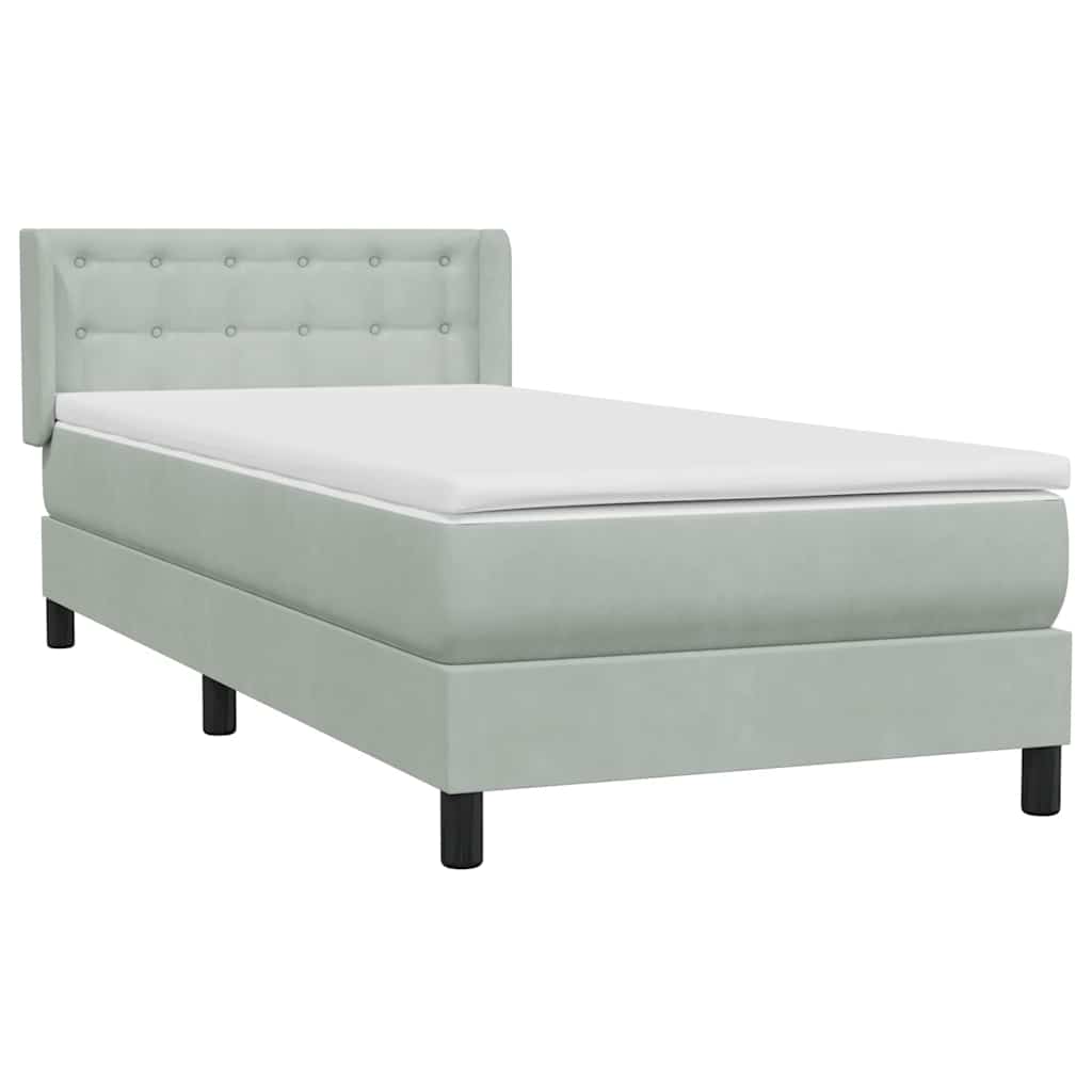 Boxspring met matras fluweel lichtgrijs 80x210 cm – afbeelding 4