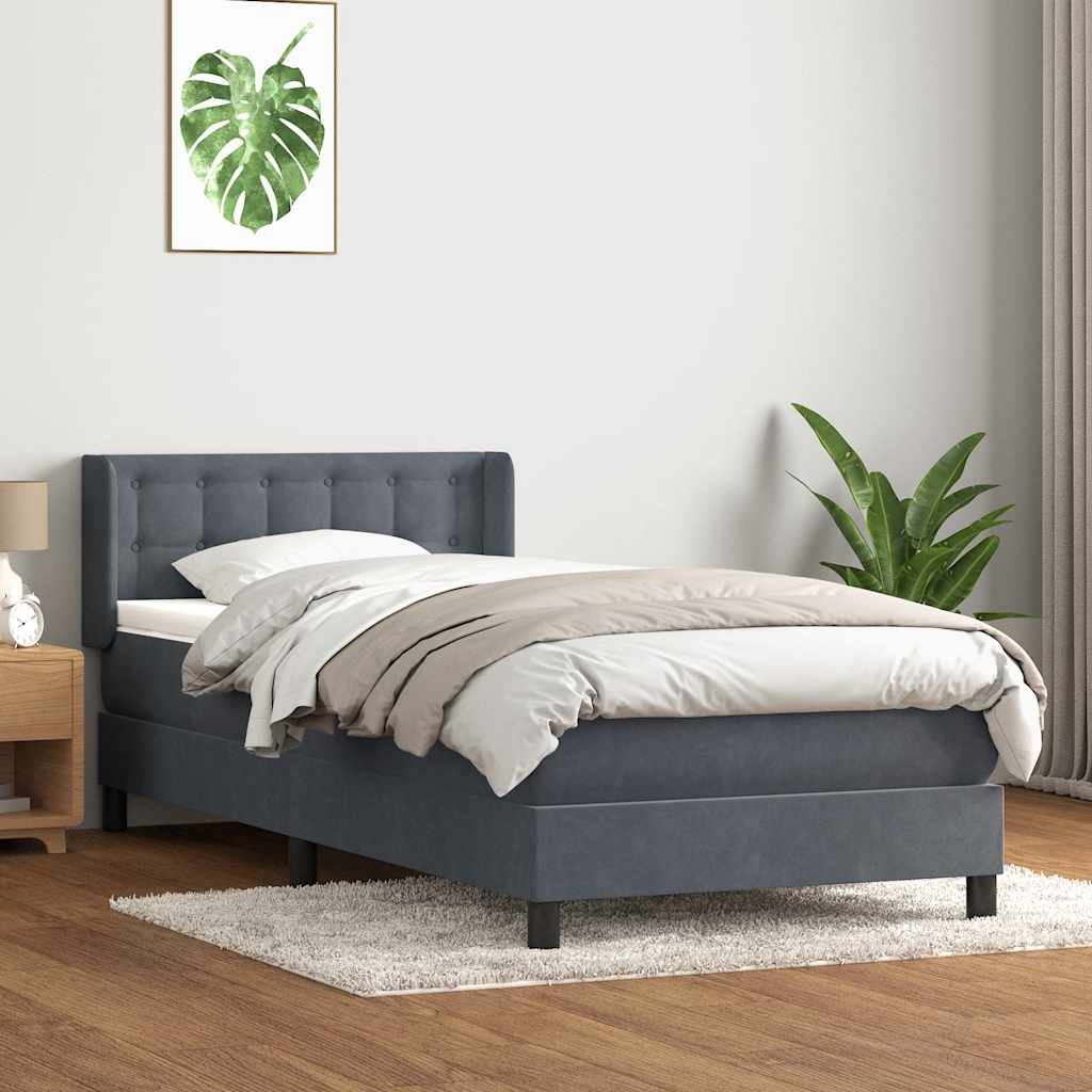 Boxspring met matras fluweel donkergrijs 80x210 cm – afbeelding 1
