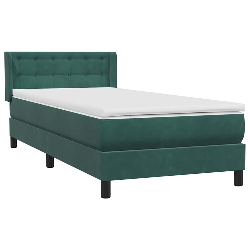 Boxspring met matras fluweel donkergroen 80x210 cm – afbeelding 4