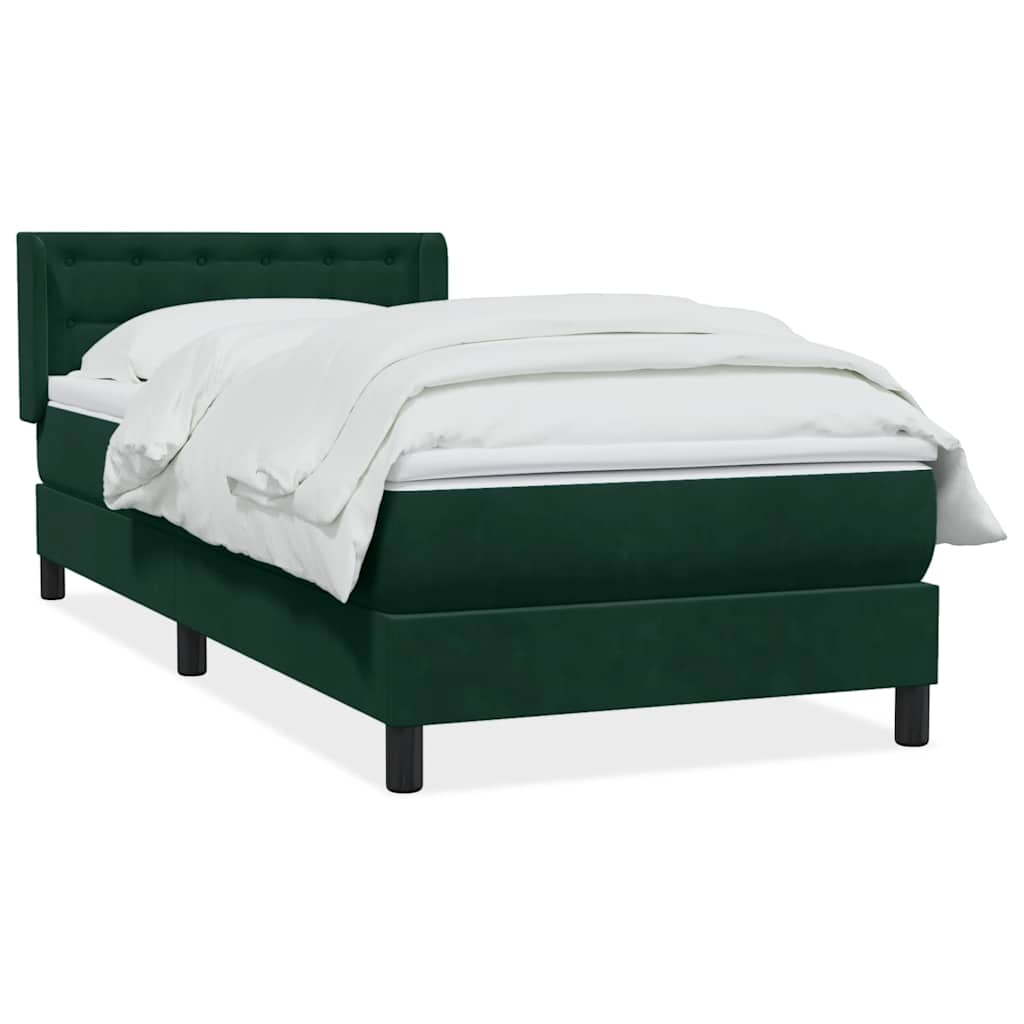 Boxspring met matras fluweel donkergroen 90x210 cm – afbeelding 2