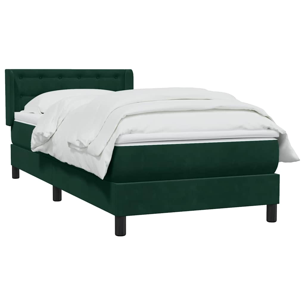 Boxspring met matras fluweel donkergroen 90x210 cm – afbeelding 3