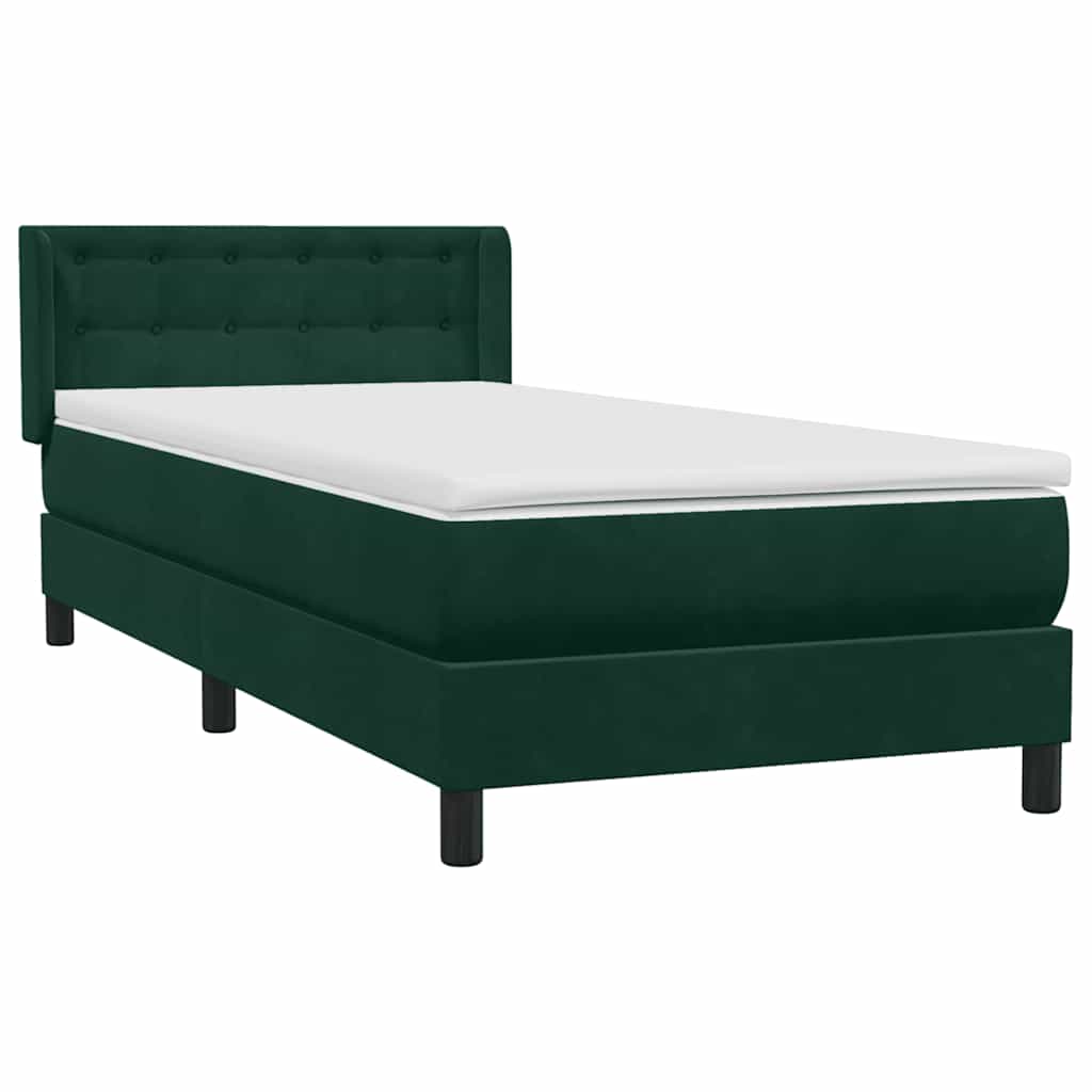 Boxspring met matras fluweel donkergroen 90x210 cm – afbeelding 4