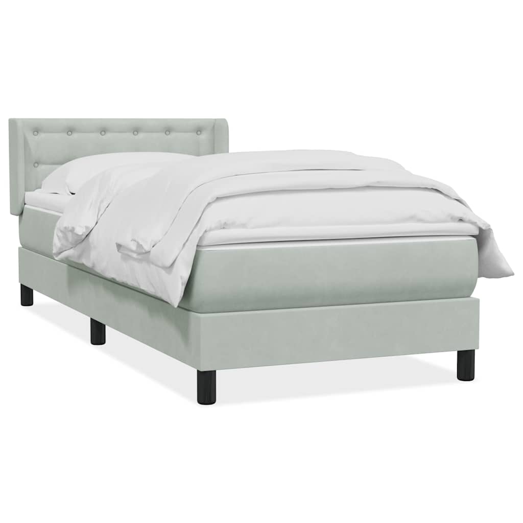 Boxspring met matras fluweel lichtgrijs 100x210 cm – afbeelding 2