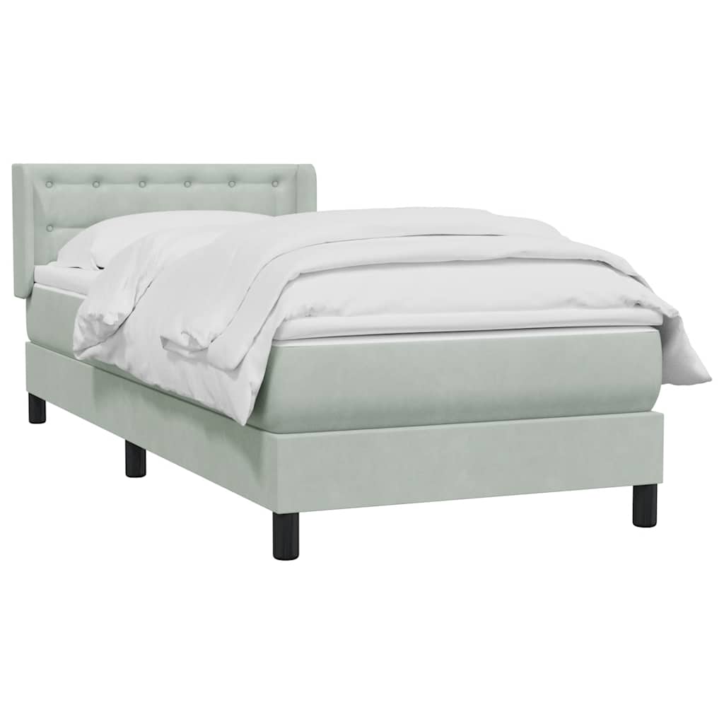 Boxspring met matras fluweel lichtgrijs 100x210 cm – afbeelding 3