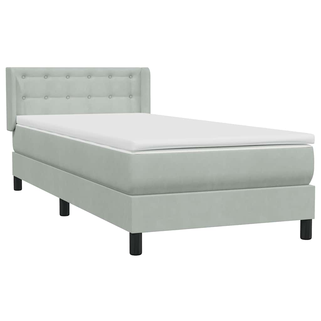 Boxspring met matras fluweel lichtgrijs 100x210 cm – afbeelding 4