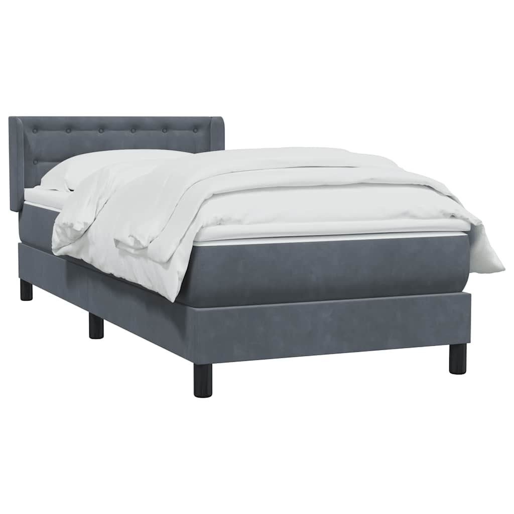Boxspring met matras fluweel donkergrijs 100x210 cm – afbeelding 3