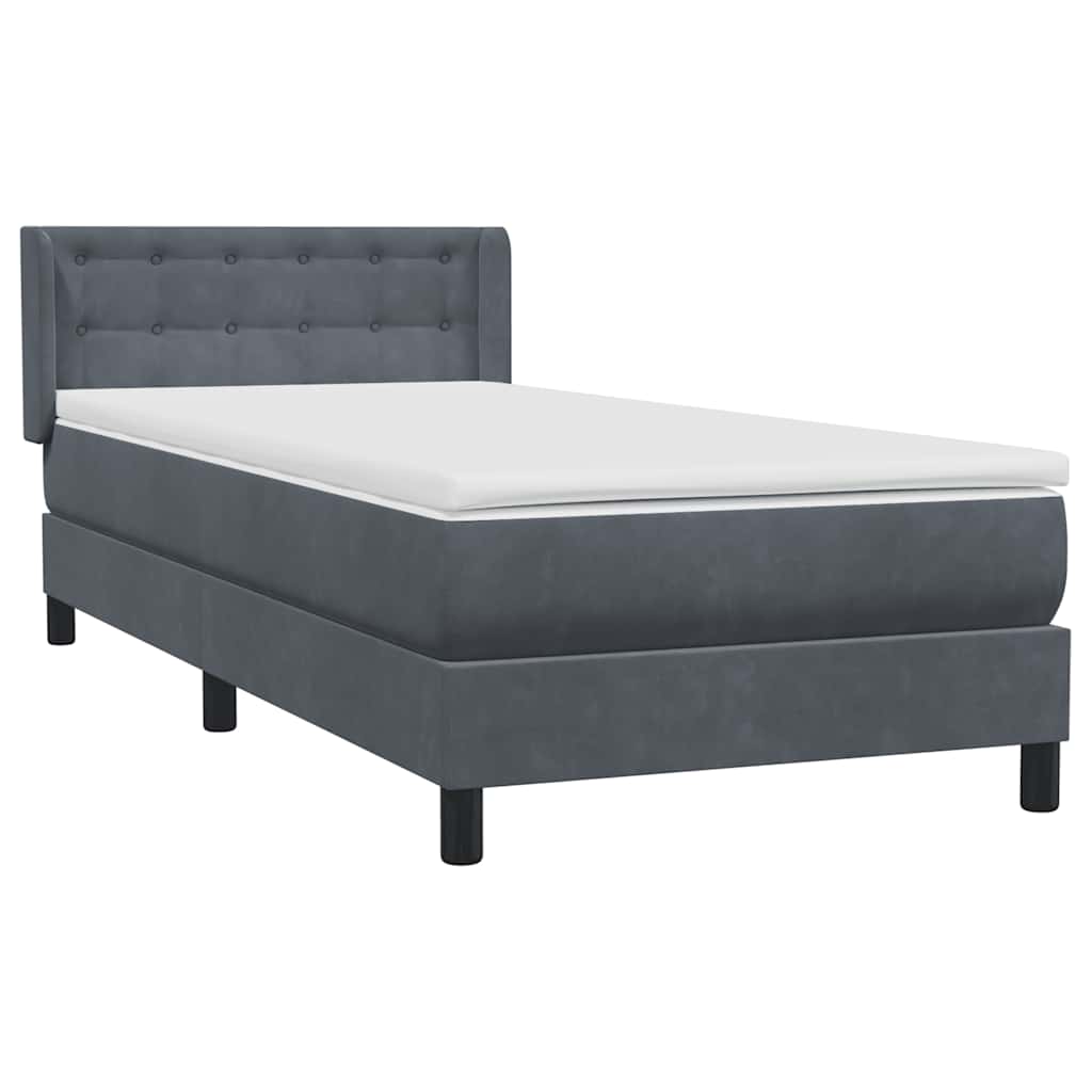 Boxspring met matras fluweel donkergrijs 100x210 cm – afbeelding 4