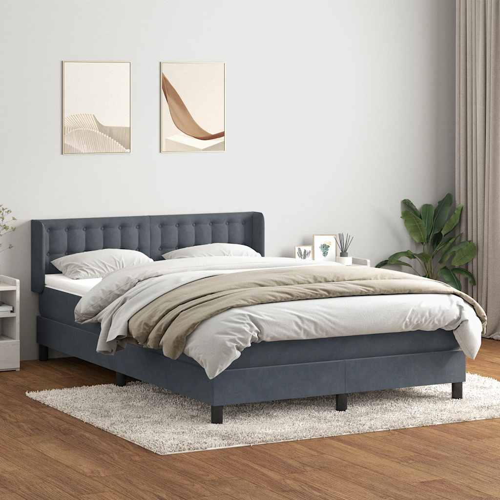 Boxspring met matras fluweel donkergrijs 140x210 cm