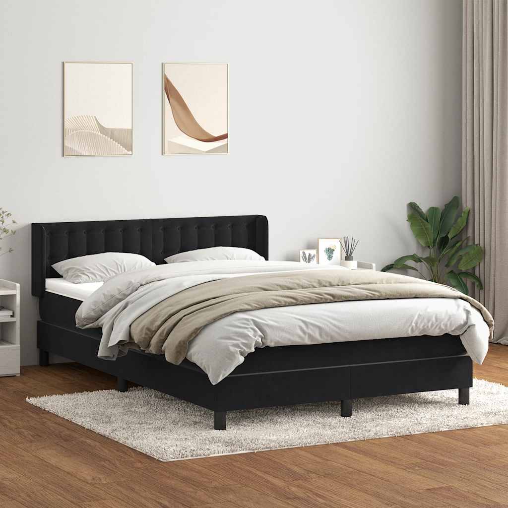 Boxspring met matras fluweel zwart 140x210 cm – afbeelding 1