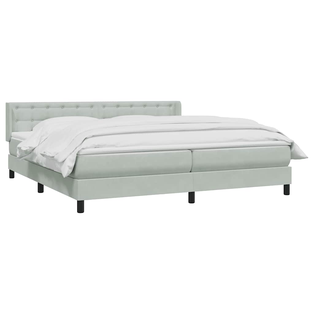 Boxspring met matras fluweel lichtgrijs 200x210 cm – afbeelding 3