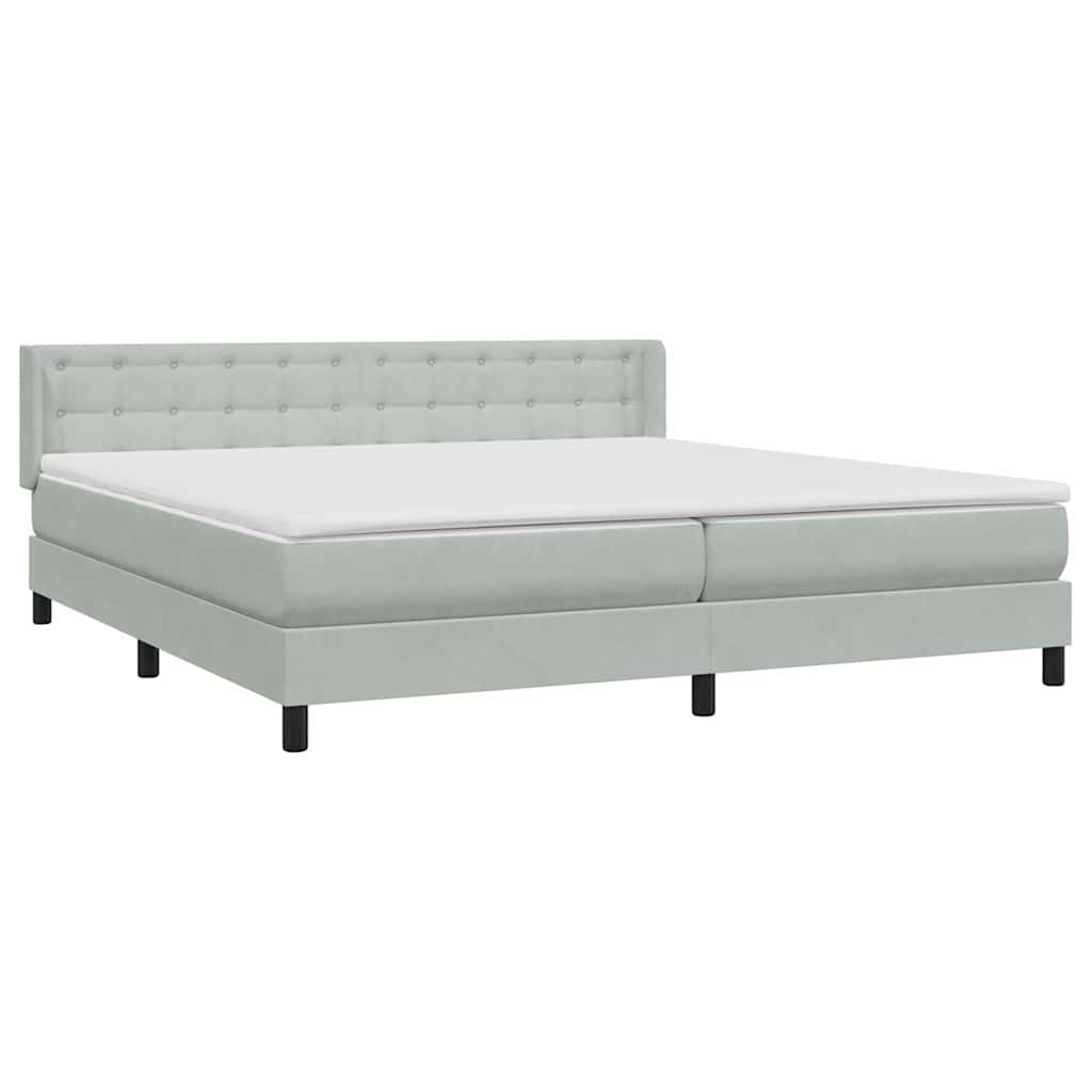 Boxspring met matras fluweel lichtgrijs 200x210 cm – afbeelding 4