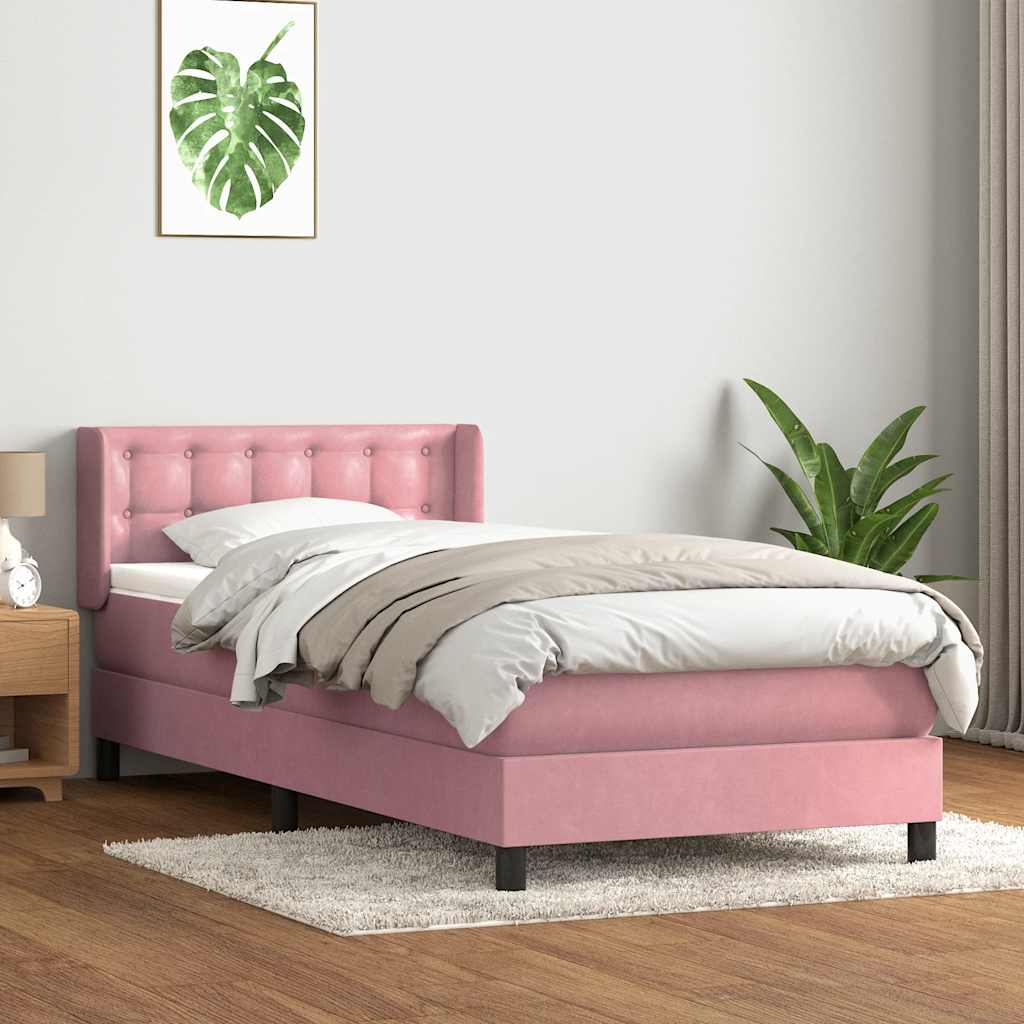 Boxspring met matras fluweel roze 80x220 cm – afbeelding 1