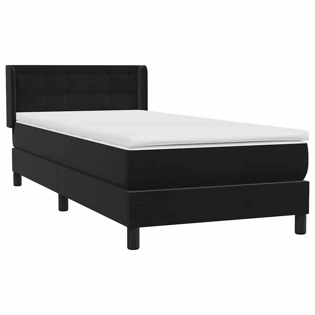 Boxspring met matras fluweel zwart 90x220 cm – afbeelding 4