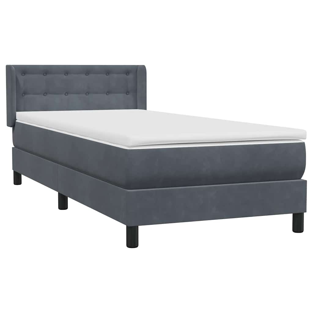 Boxspring met matras fluweel donkergrijs 100x220 cm – afbeelding 4