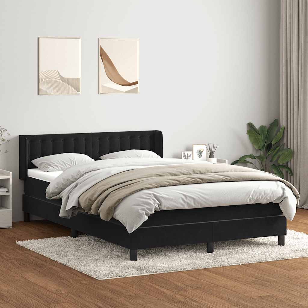 Boxspring met matras fluweel zwart 140x220 cm – afbeelding 1