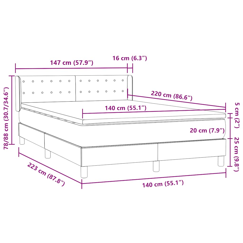 Boxspring met matras fluweel zwart 140x220 cm – afbeelding 12