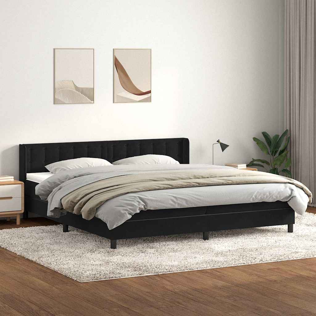 Boxspring met matras fluweel zwart 180x220 cm