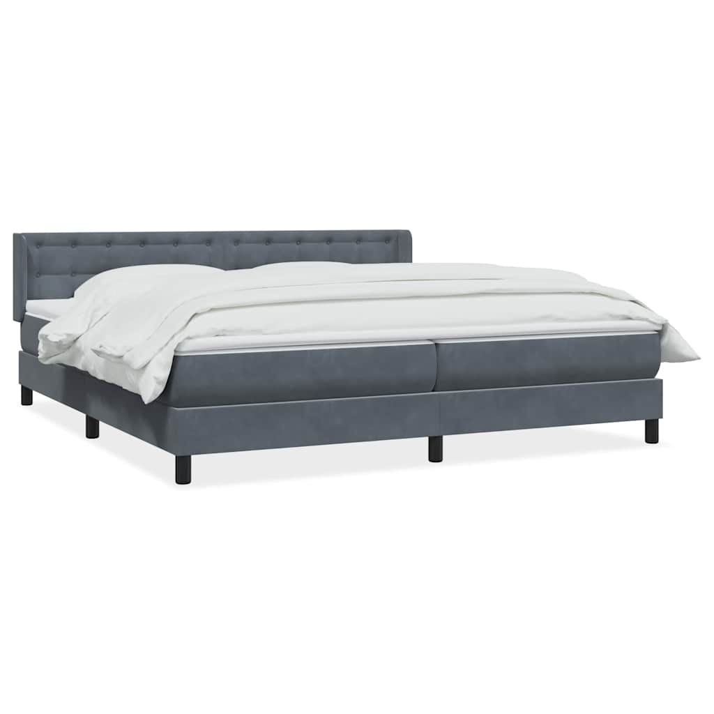 Boxspring met matras fluweel donkergrijs 200x220 cm – afbeelding 2