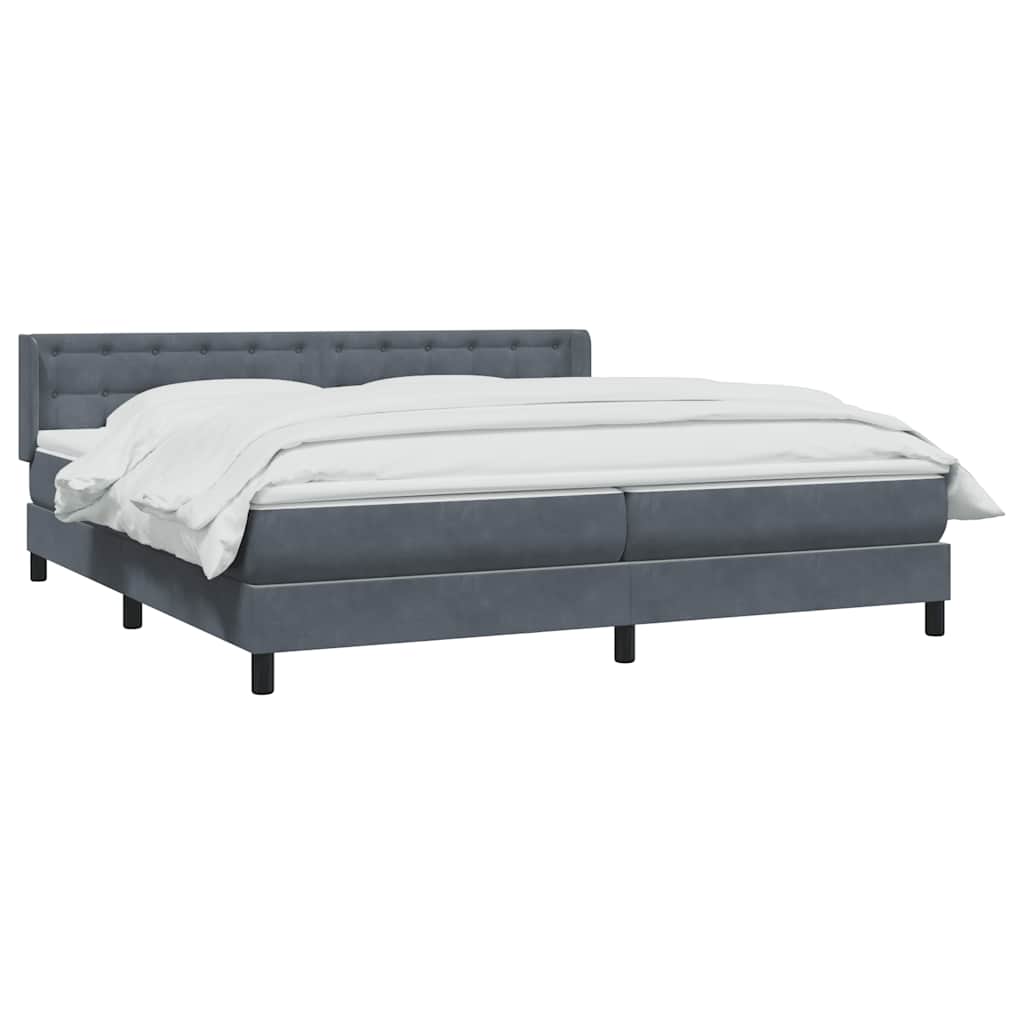 Boxspring met matras fluweel donkergrijs 200x220 cm – afbeelding 3