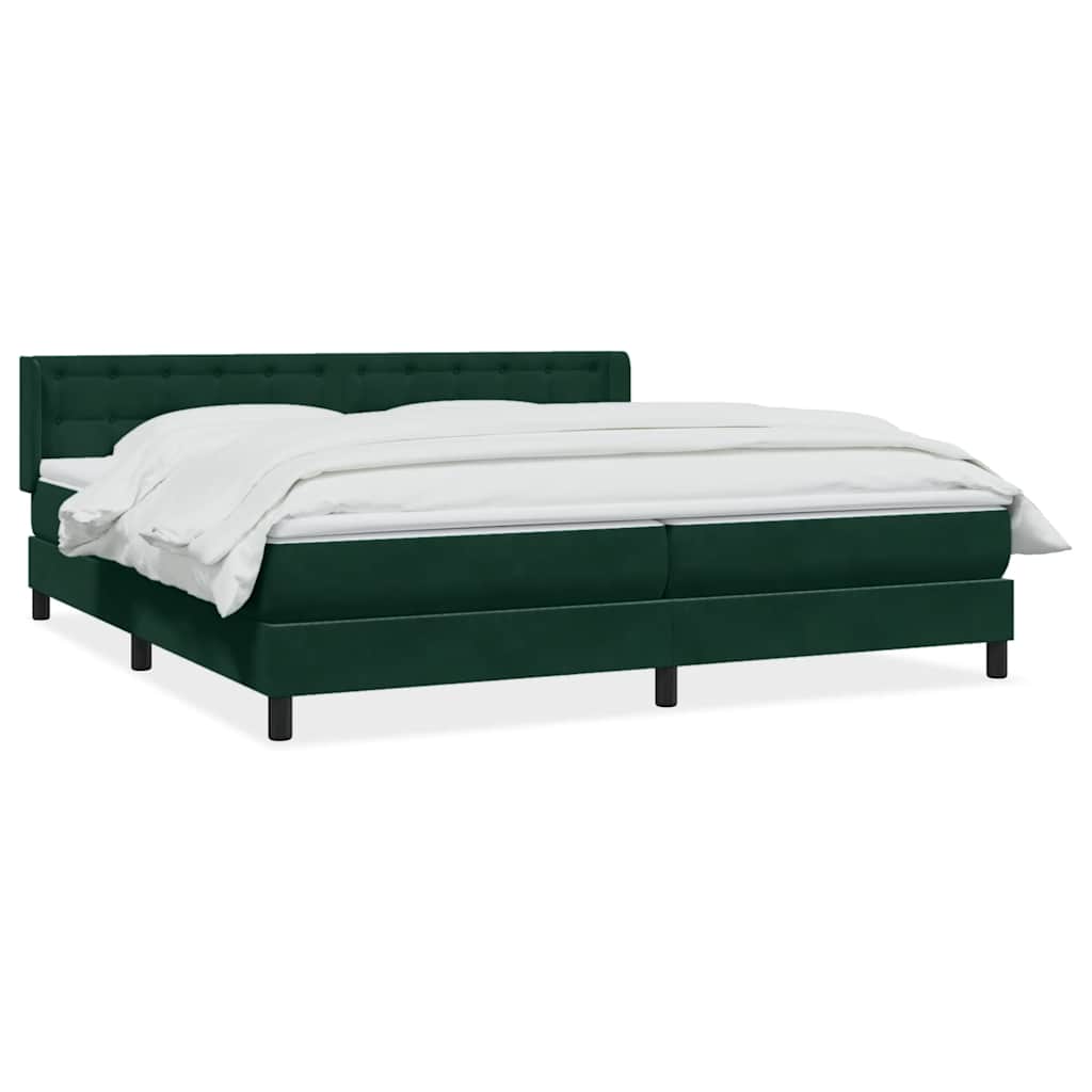 Boxspring met matras fluweel donkergroen 200x220 cm – afbeelding 2