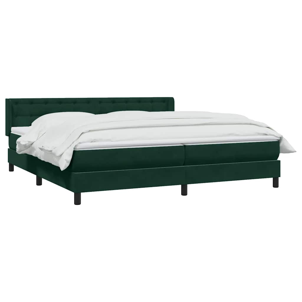Boxspring met matras fluweel donkergroen 200x220 cm – afbeelding 3