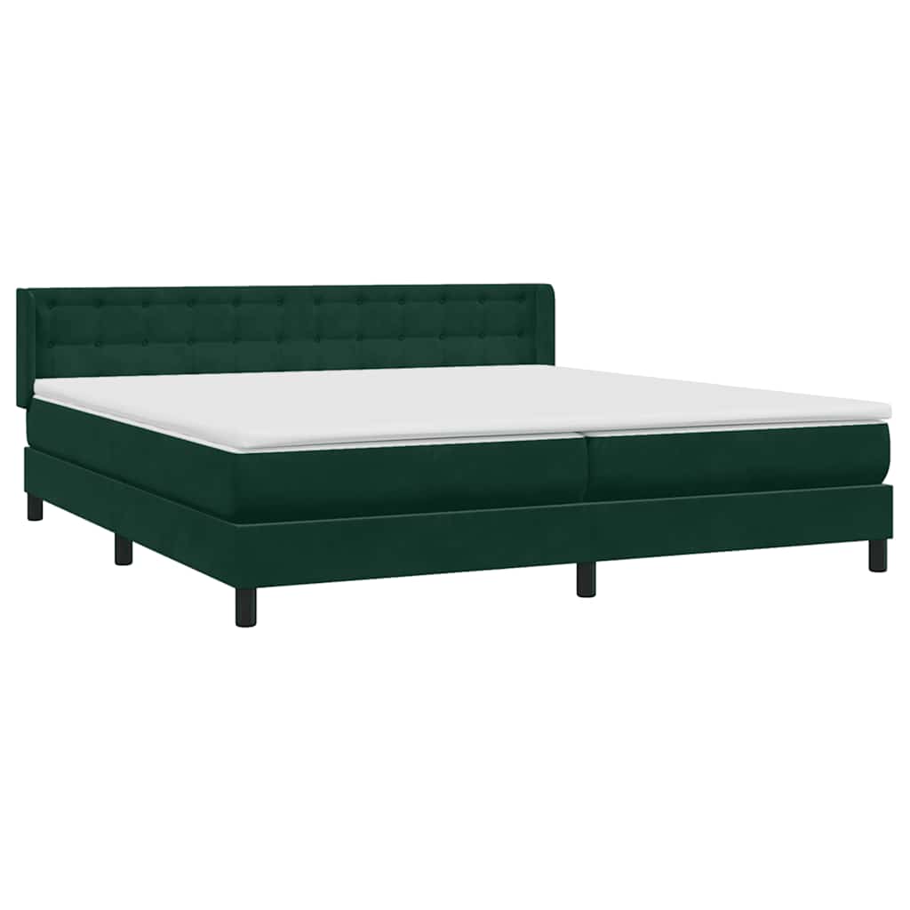 Boxspring met matras fluweel donkergroen 200x220 cm – afbeelding 4