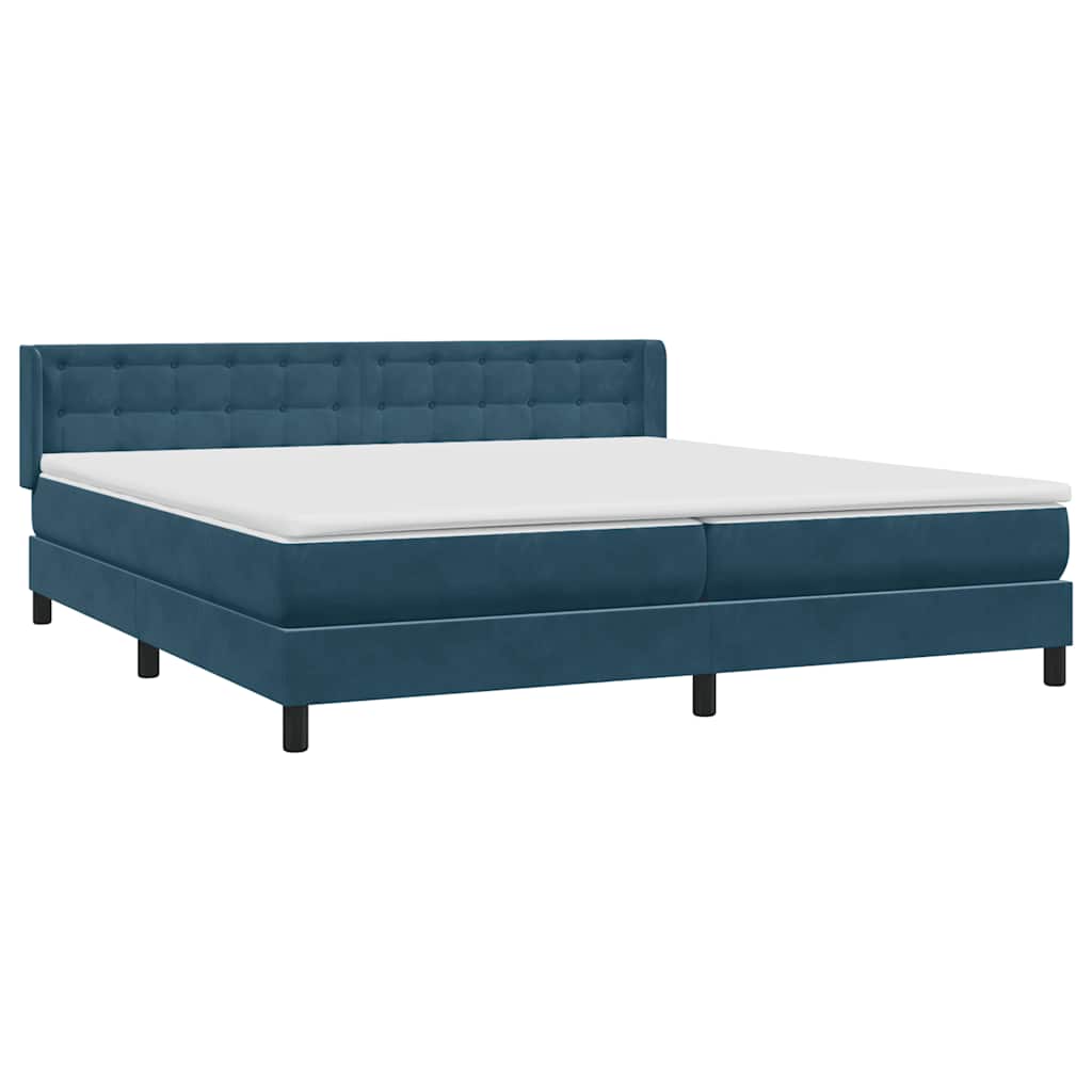 Boxspring met matras fluweel donkerblauw 200x220 cm – afbeelding 4