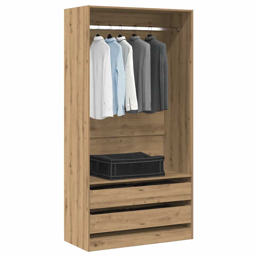 Kledingkast 100x50x200 cm bewerkt hout artisanaal eikenkleurig