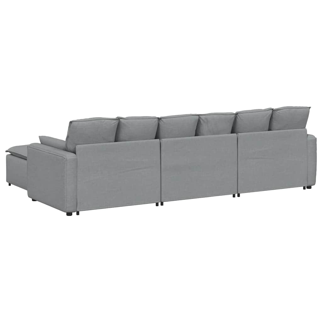 Modulaire bank met voetenbank en kussens lichtgrijs – afbeelding 8