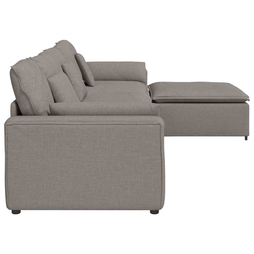 Modulaire bank met voetenbank en kussens taupe – afbeelding 7