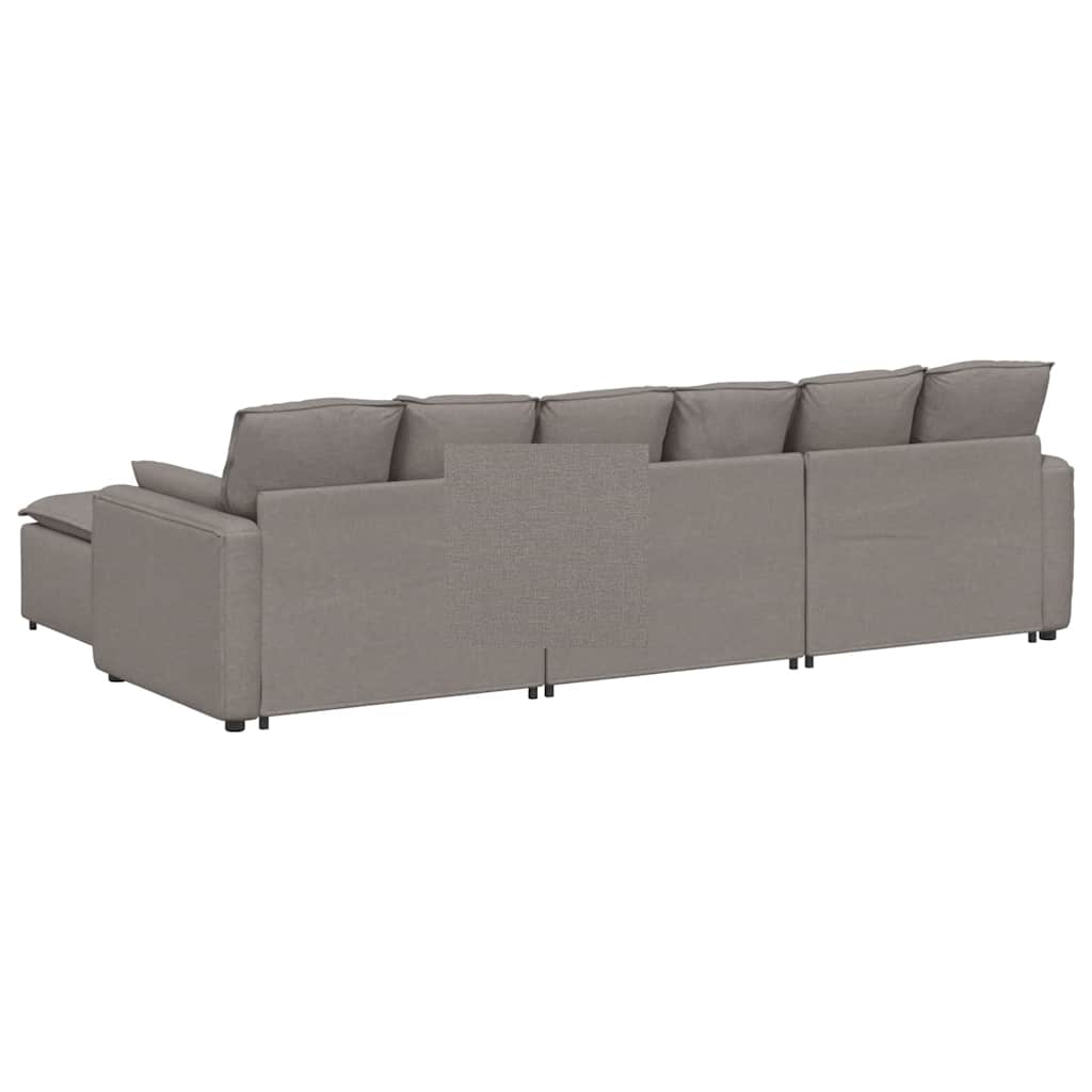 Modulaire bank met voetenbank en kussens taupe – afbeelding 8