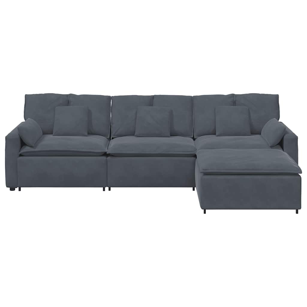 Modulaire bank met voetenbank en kussens donkergrijs – afbeelding 6