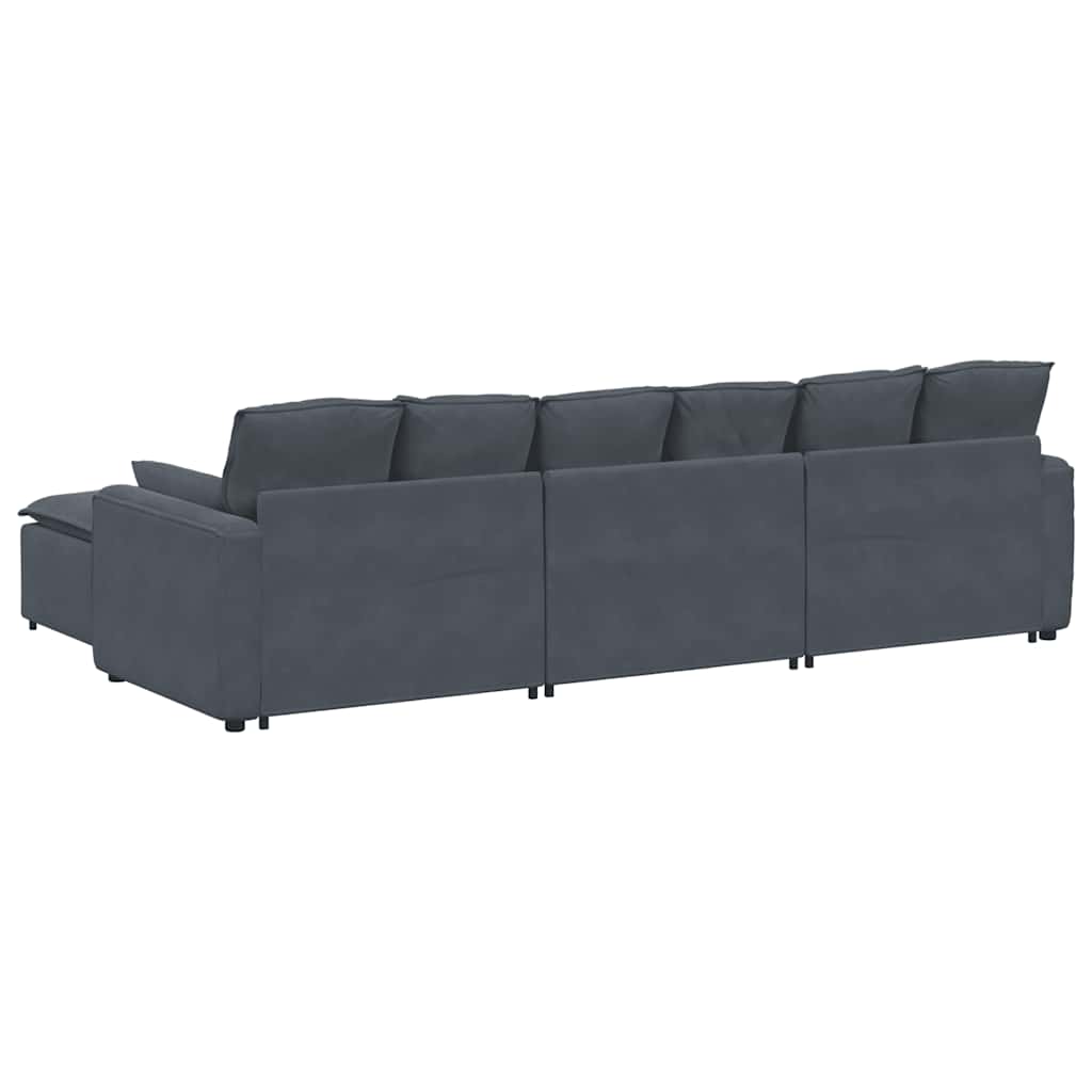 Modulaire bank met voetenbank en kussens donkergrijs – afbeelding 8