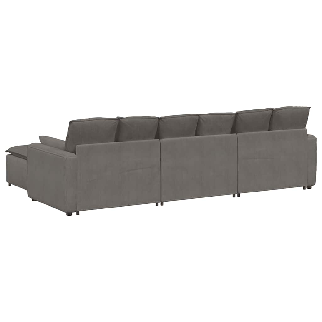 Modulaire bank met voetenbank en kussens lichtgrijs – afbeelding 8