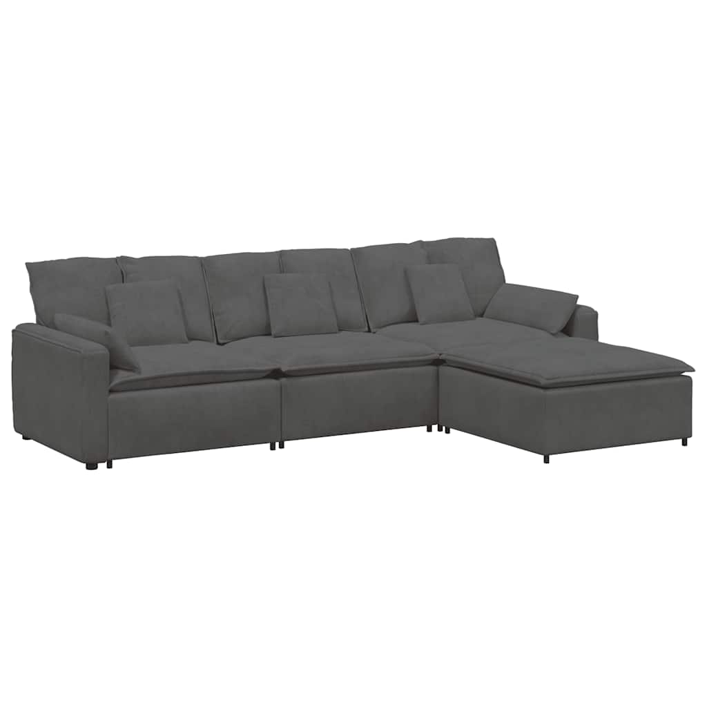 Modulaire bank met voetenbank en kussens donkergrijs – afbeelding 2