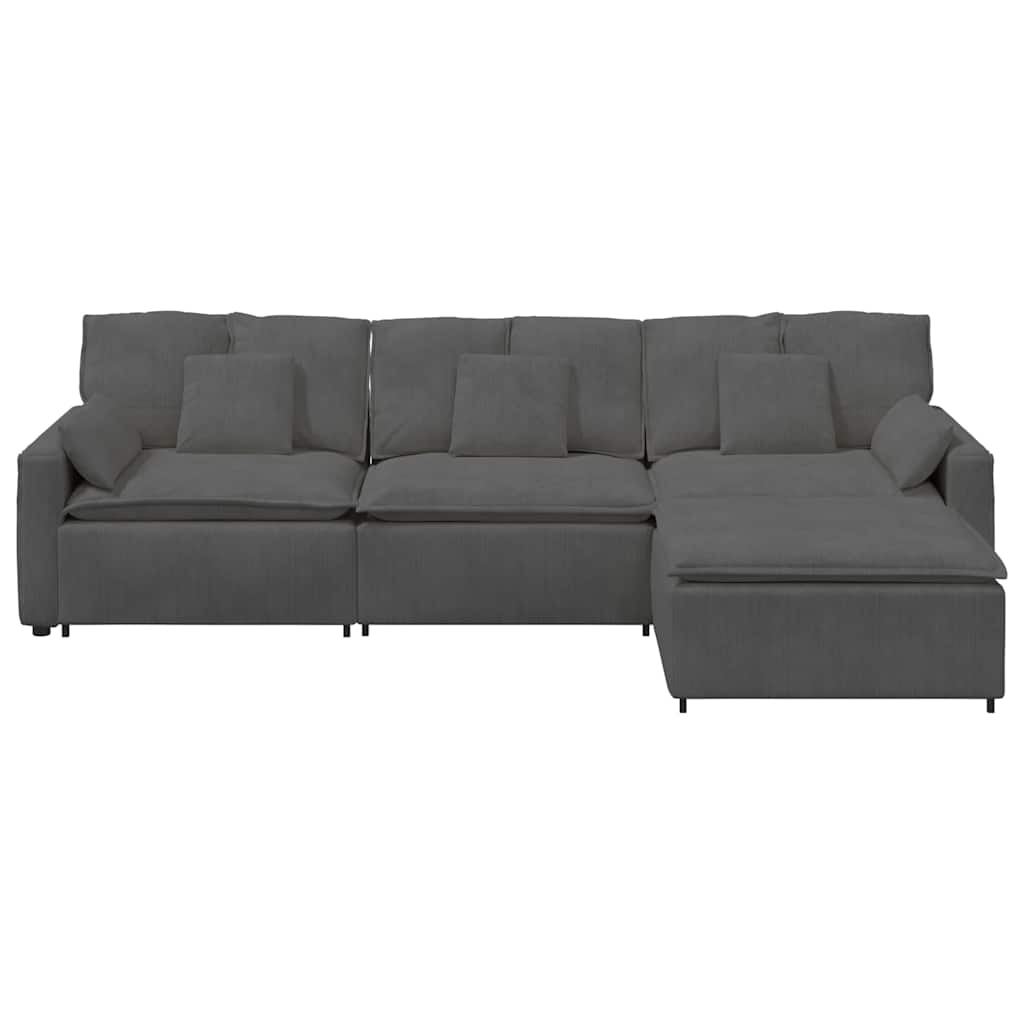 Modulaire bank met voetenbank en kussens donkergrijs – afbeelding 6