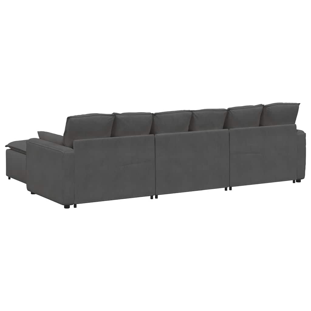 Modulaire bank met voetenbank en kussens donkergrijs – afbeelding 8