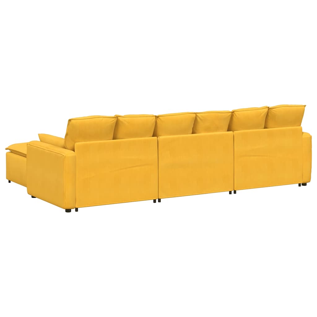 Modulaire bank met voetenbank en kussens lichtgeel – afbeelding 8