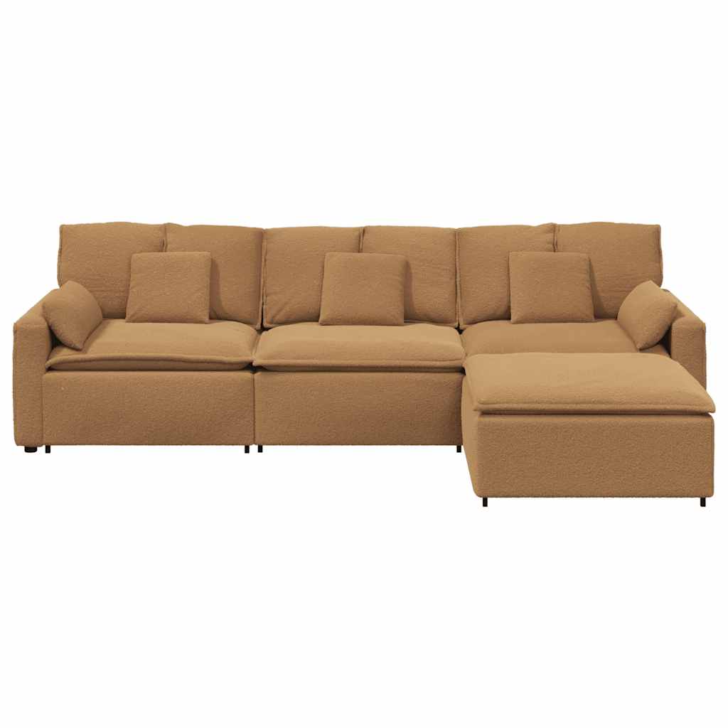 Modulaire bank met voetenbank en kussens beige – afbeelding 6