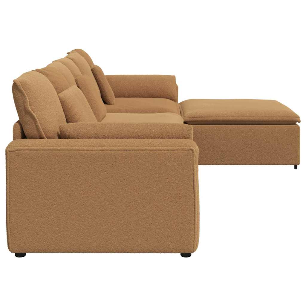 Modulaire bank met voetenbank en kussens beige – afbeelding 7
