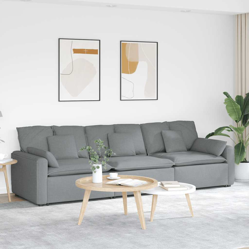 Modulaire bank met kussens lichtgrijs