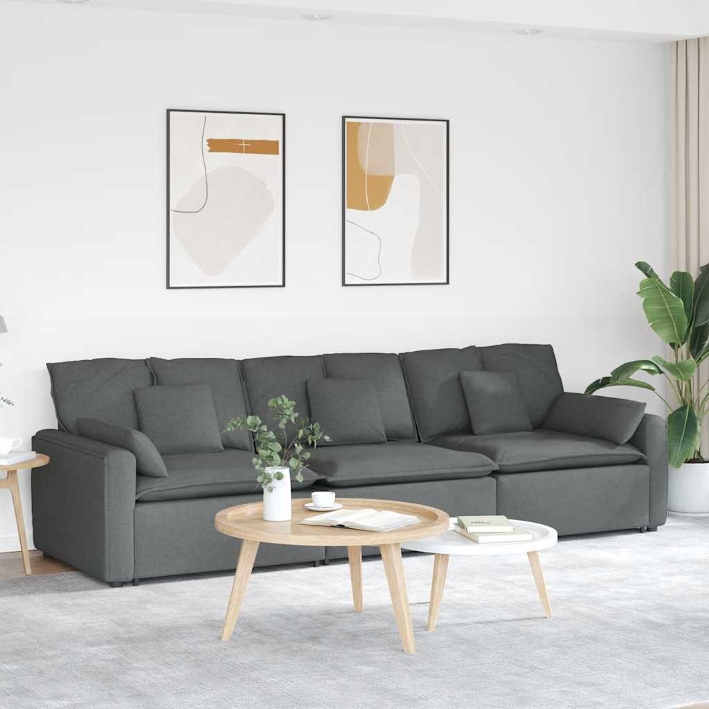 Modulaire bank met kussens donkergrijs