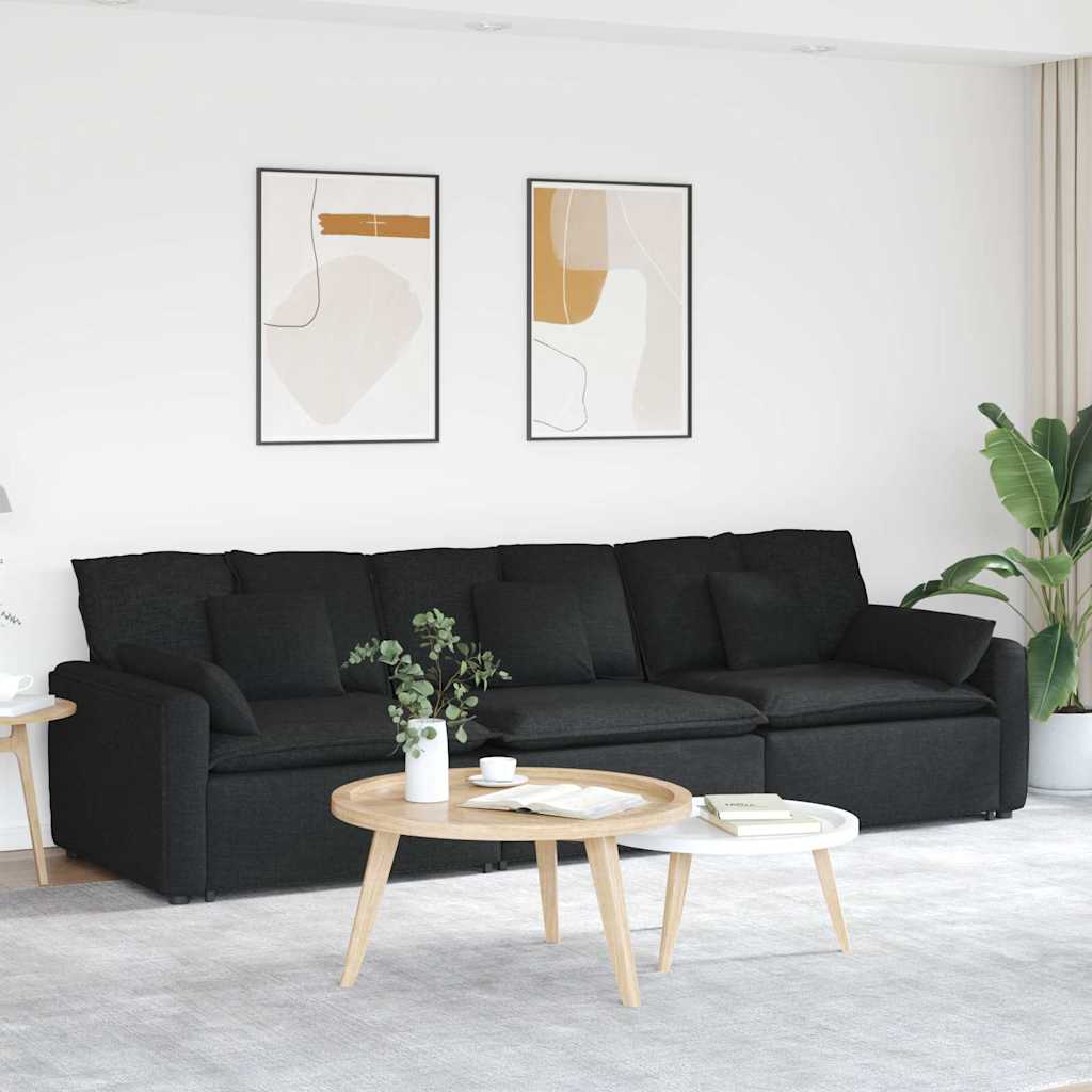 Modulaire bank met kussens zwart