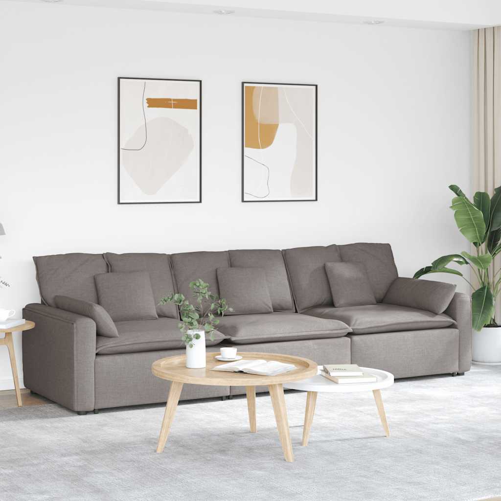 Modulaire bank met kussens taupe