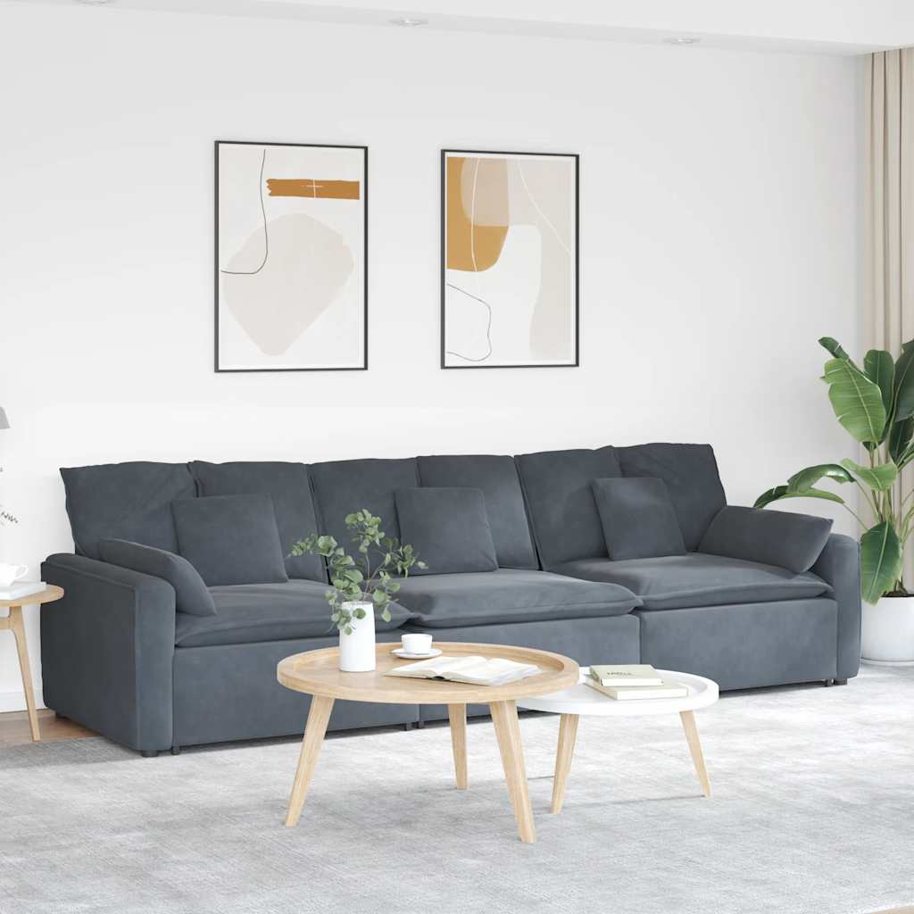 Modulaire bank met kussens donkergrijs