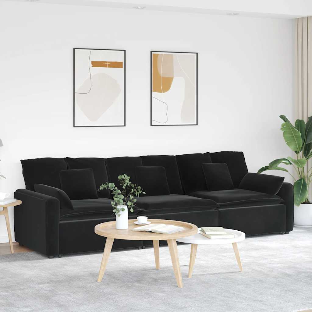 Modulaire bank met kussens zwart