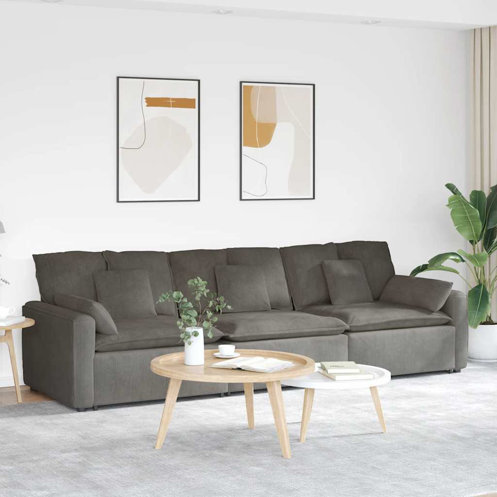 Modulaire bank met kussens lichtgrijs