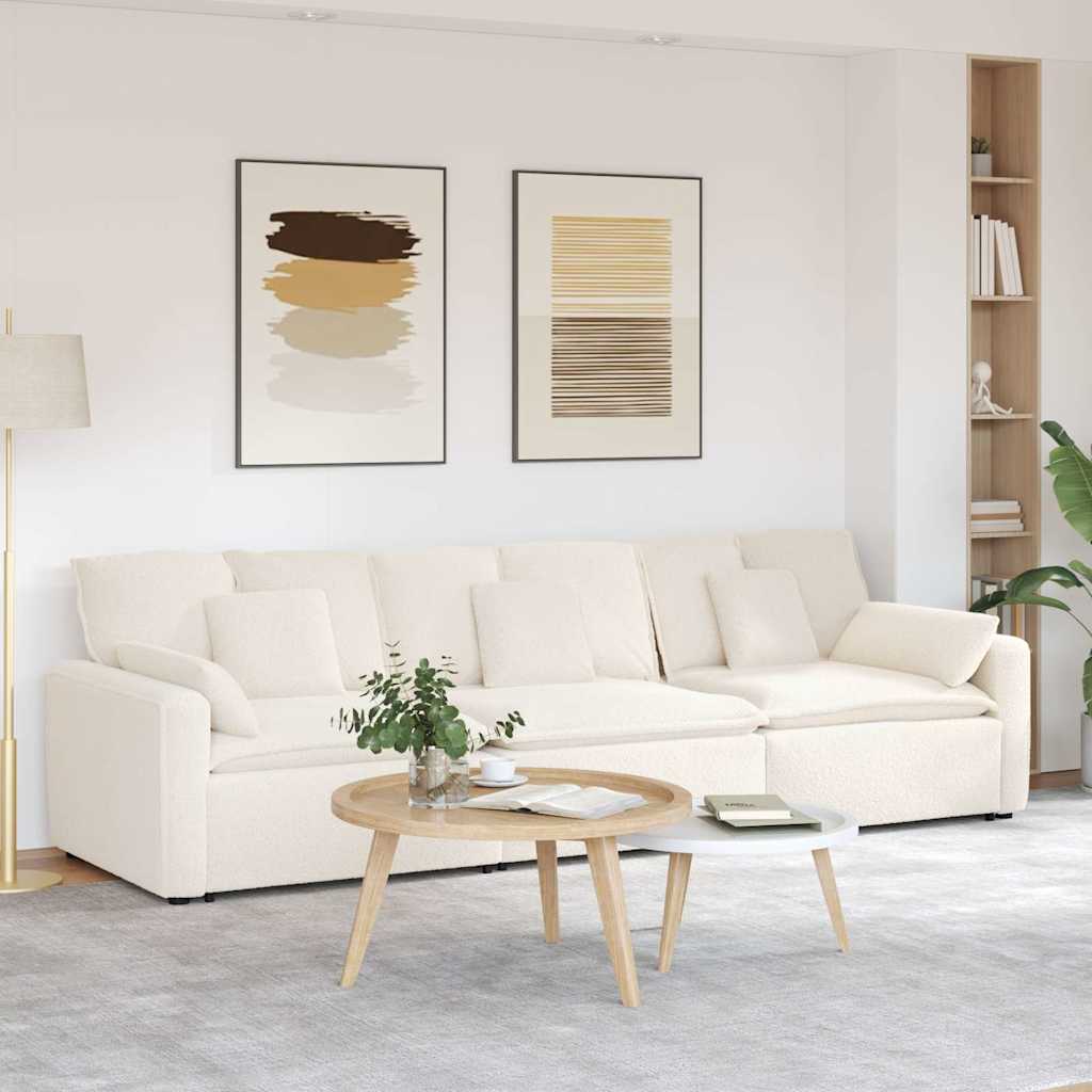 Modulaire bank met kussens crèmekleurig
