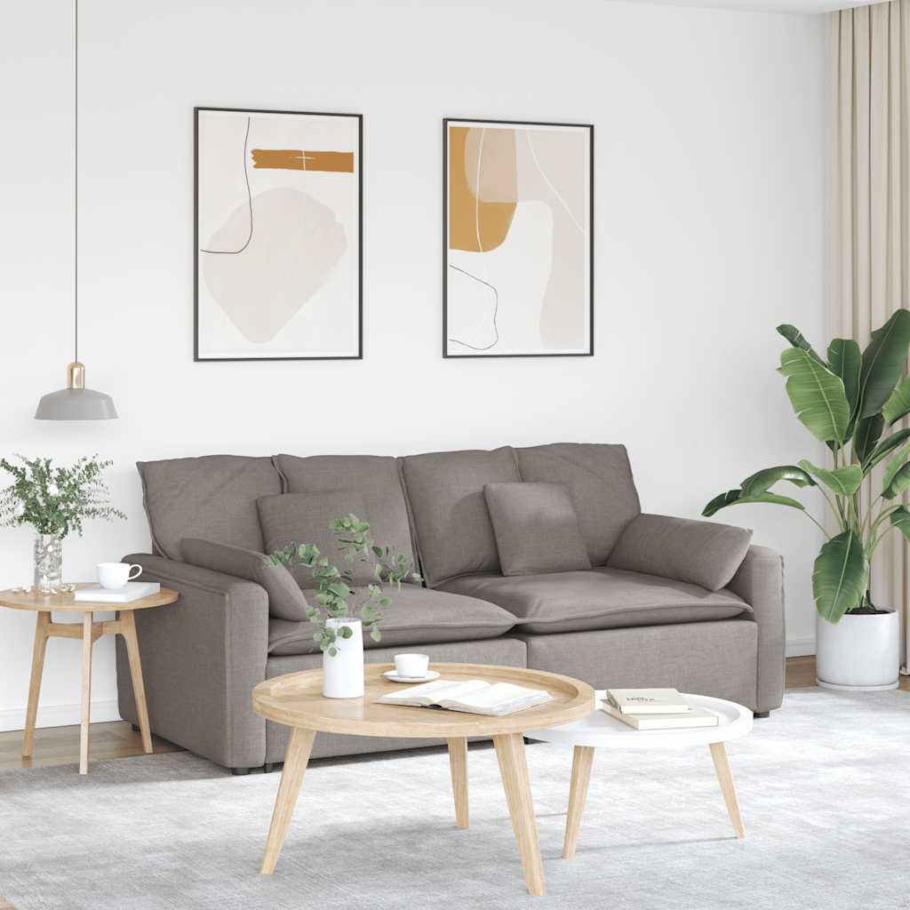 Modulaire bank met kussens taupe